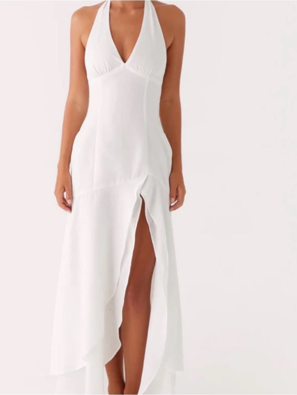 Peppermayo Turu Maxi Dress Size 6 White Halter Ruffle